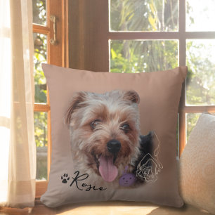 Gepersonaliseerde Yorkshire Terrier Dog Photo Afbe Kussen