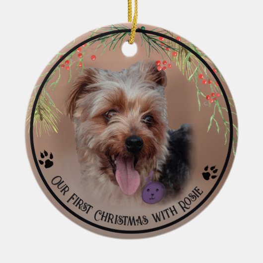 Gepersonaliseerde Yorkshire Terriër Hond Foto Keramisch Ornament (Voorkant)