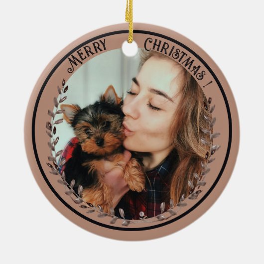 Gepersonaliseerde Yorkshire Terriër Hond Foto Keramisch Ornament (Achterkant)