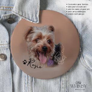 Gepersonaliseerde Yorkshire Terriër Hond Foto Ronde Button 6,0 Cm