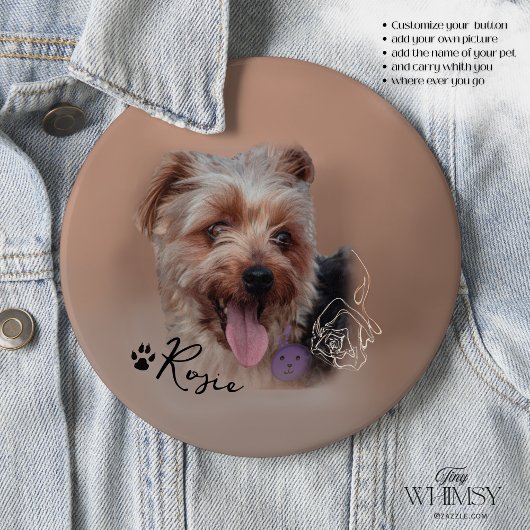 Gepersonaliseerde Yorkshire Terriër Hond Foto Ronde Button 6,0 Cm