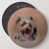 Gepersonaliseerde Yorkshire Terriër Hond Foto Ronde Button 6,0 Cm (Voorkant /achterkant)
