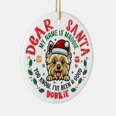 Gepersonaliseerde Yorkshire Terrier Hond Kerstboom Keramisch Ornament (Rechts)