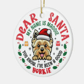 Gepersonaliseerde Yorkshire Terrier Hond Kerstboom Keramisch Ornament (Links)