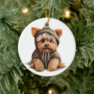 Gepersonaliseerde Yorkshire Terrier Hondenkunst Keramisch Ornament