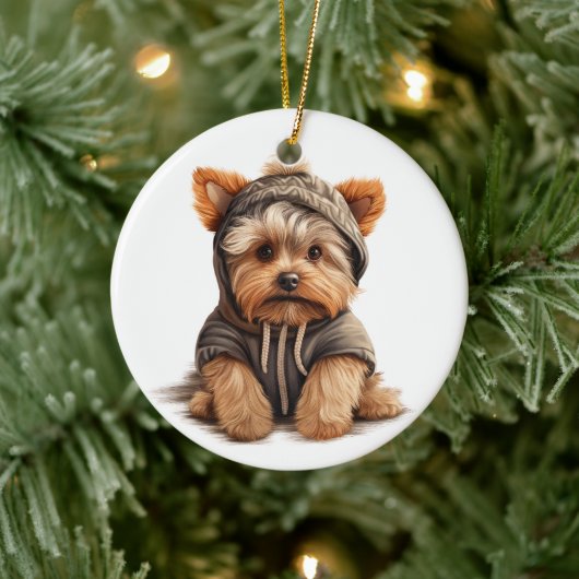 Gepersonaliseerde Yorkshire Terrier Hondenkunst Keramisch Ornament (Boom)