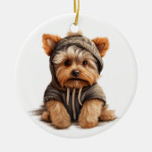 Gepersonaliseerde Yorkshire Terrier Hondenkunst Keramisch Ornament (Voorkant)