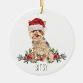 Gepersonaliseerde Yorkshire Terrier Kerstmis Keramisch Ornament (Voorkant)