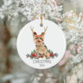 Gepersonaliseerde Yorkshire Terrier Kerstmis Keramisch Ornament