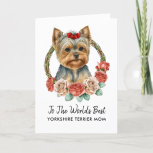 Gepersonaliseerde Yorkshire Terrier Mom Moederdag Feestdagen Kaart