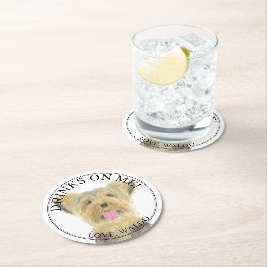 Gepersonaliseerde Yorkshire Yorkie Terrier Hond br Ronde Kartonnen Onderzetter (Insitu)