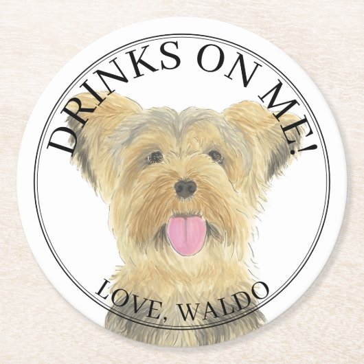 Gepersonaliseerde Yorkshire Yorkie Terrier Hond br Ronde Kartonnen Onderzetter (Voorkant)