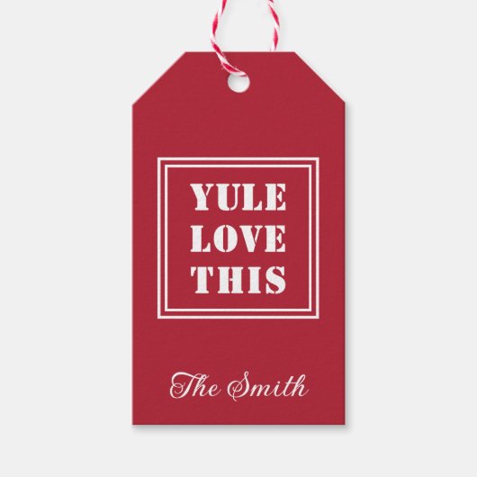 Gepersonaliseerde YULE LOVE DEZE eenvoudige typogr Cadeaulabel (Voorkant)