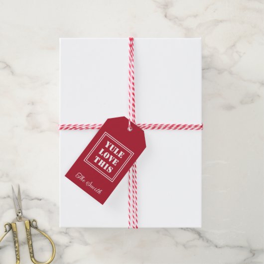Gepersonaliseerde YULE LOVE DEZE eenvoudige typogr Cadeaulabel (Met Touw)