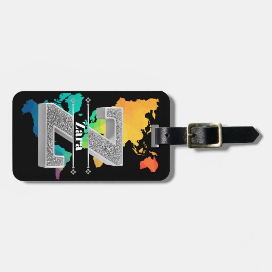 Gepersonaliseerde Z Initiaal Silver Monogram Jouw  Bagagelabel (Voorkant horizontaal)