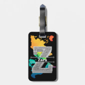 Gepersonaliseerde Z Initiaal Silver Monogram Jouw  Bagagelabel (Achterkant verticaal)