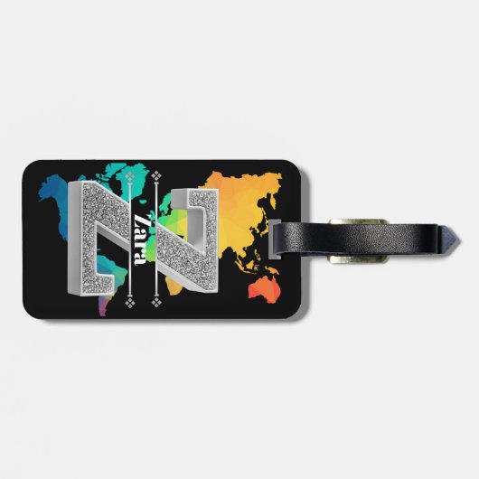 Gepersonaliseerde Z Initiaal Silver Monogram Jouw  Bagagelabel (Achterkant horizontaal)