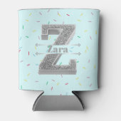 Gepersonaliseerde Z Initiaal Silver Monogram Jouw  Blikjeskoeler (Voorkant)