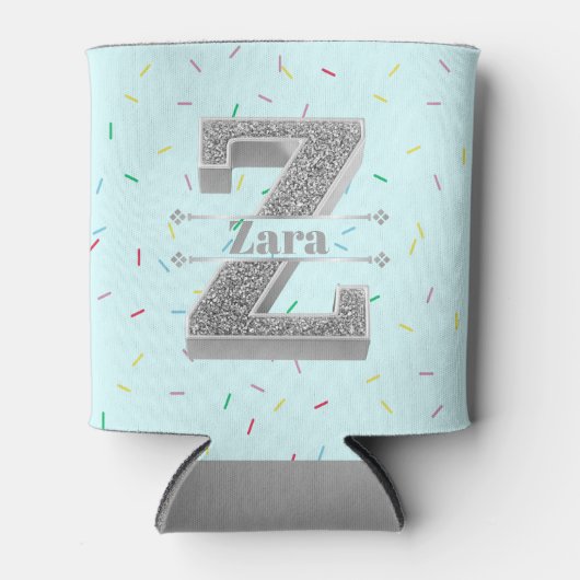 Gepersonaliseerde Z Initiaal Silver Monogram Jouw  Blikjeskoeler (Voorkant)