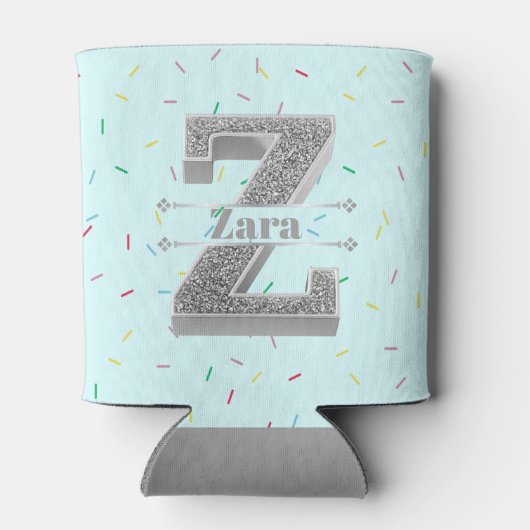 Gepersonaliseerde Z Initiaal Silver Monogram Jouw  Blikjeskoeler (Achterkant)