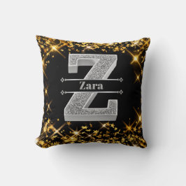 Gepersonaliseerde Z Initiaal Silver Monogram Jouw  Kussen