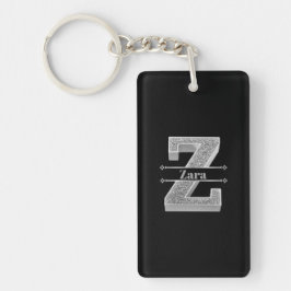 Gepersonaliseerde Z Initiaal Silver Monogram Jouw  Sleutelhanger