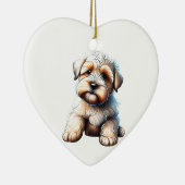 Gepersonaliseerde zachte gecoate tarweterrier pup keramisch ornament (Rechts)