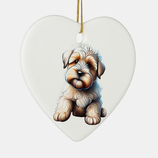 Gepersonaliseerde zachte gecoate tarweterrier pup keramisch ornament (Rechts)