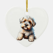 Gepersonaliseerde zachte gecoate tarweterrier pup keramisch ornament (Voorkant)