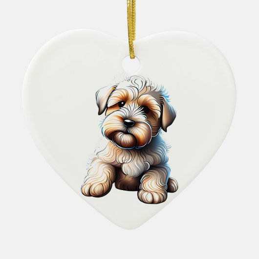 Gepersonaliseerde zachte gecoate tarweterrier pup keramisch ornament (Voorkant)