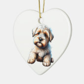 Gepersonaliseerde zachte gecoate tarweterrier pup keramisch ornament (Links)