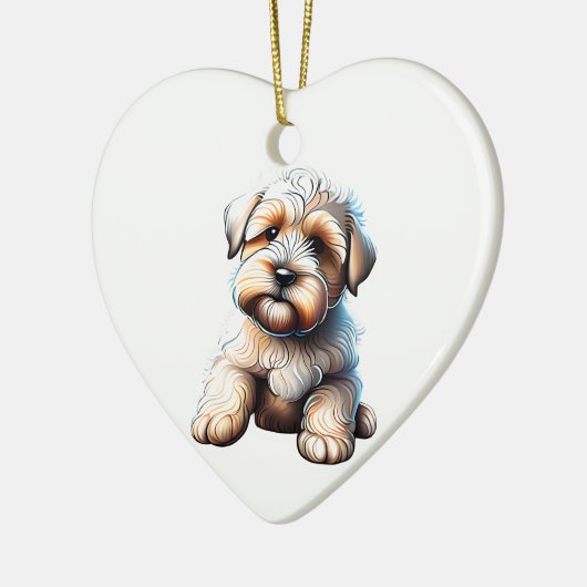 Gepersonaliseerde zachte gecoate tarweterrier pup keramisch ornament (Links)