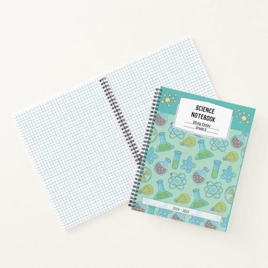 Gepersonaliseerde zachte geel speelse wetenschap N Notitieboek (Binnen)