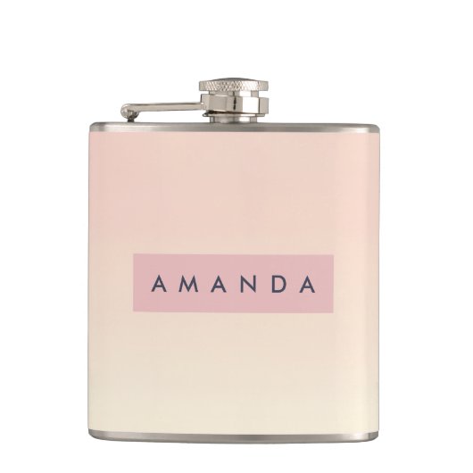 Gepersonaliseerde zachte pastel blush gradient heupfles (Voorkant)
