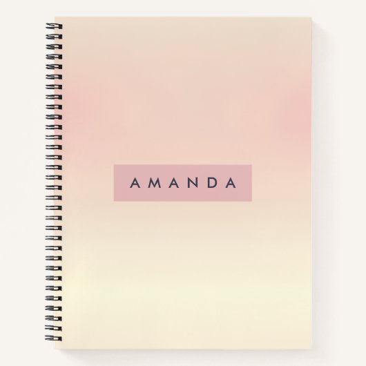 Gepersonaliseerde zachte pastel blush gradient notitieboek (Voorkant)