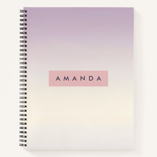 Gepersonaliseerde Zachte Pastel Lavendel Gradiënt Notitieboek (Voorkant)
