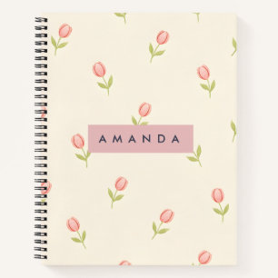 Gepersonaliseerde Zachte Pastel Roze Tulp Notitieboek