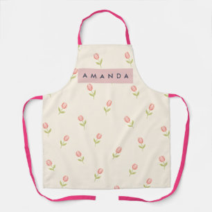 Gepersonaliseerde Zachte Pastel Roze Tulp Schort