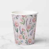 Gepersonaliseerde zachte pastelbloem Rozen & tulpe Papieren Bekers (Achterkant)