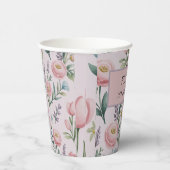 Gepersonaliseerde zachte pastelbloem Rozen & tulpe Papieren Bekers (Rechts)