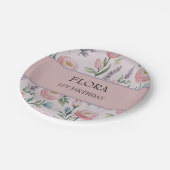 Gepersonaliseerde zachte pastelbloem Rozen & tulpe Papieren Bordje (Gekanteld)