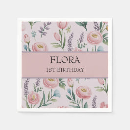 Gepersonaliseerde zachte pastelbloem Rozen & tulpe Servet