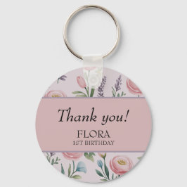 Gepersonaliseerde zachte pastelbloem Rozen & tulpe Sleutelhanger
