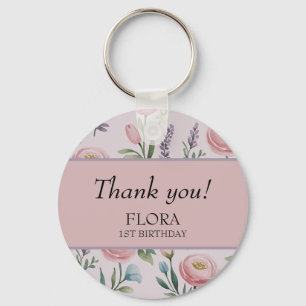 Gepersonaliseerde zachte pastelbloem Rozen & tulpe Sleutelhanger