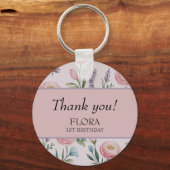 Gepersonaliseerde zachte pastelbloem Rozen & tulpe Sleutelhanger (Voorkant)