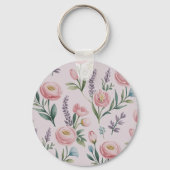 Gepersonaliseerde zachte pastelbloem Rozen & tulpe Sleutelhanger (Achterkant)