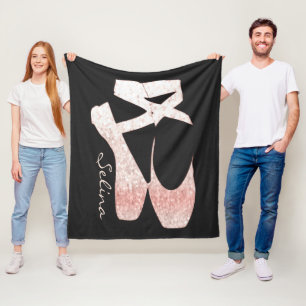 Gepersonaliseerde Zachte Roze Balletschoen voor ve Fleece Deken