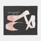 Gepersonaliseerde Zachte Roze Balletschoen voor ve Fleece Deken (Voorkant (Horizontaal))