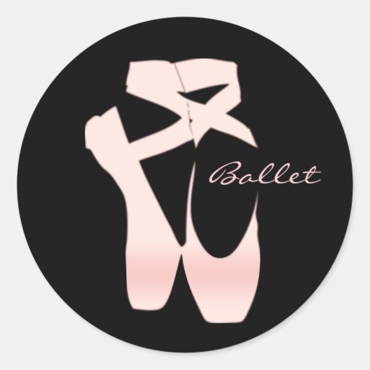 Gepersonaliseerde Zachte Roze Balletschoen voor ve Ronde Sticker (Voorkant)