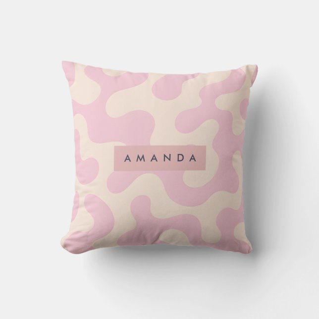Gepersonaliseerde zachte roze en beige abstracte c kussen (Voorkant)
